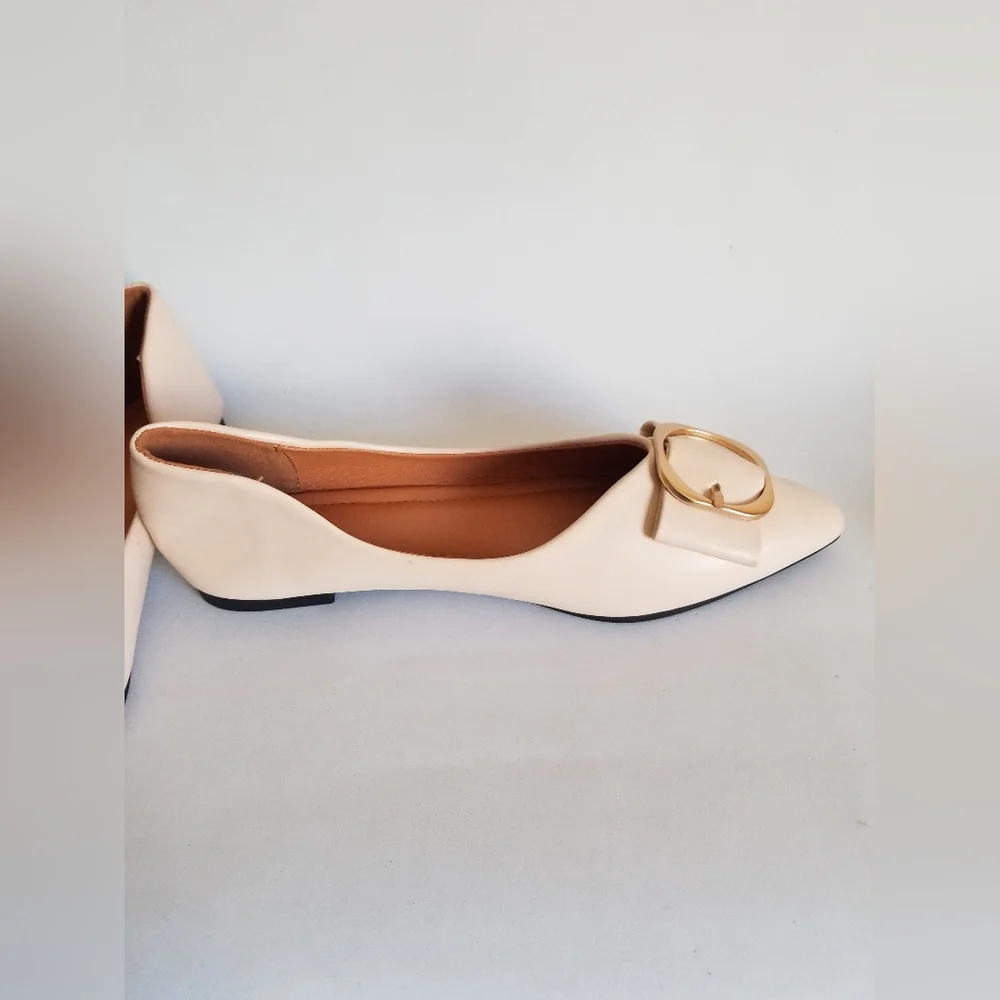 Women's unbranded european ballet flats light tan nude Sz8.5M pointed toe - Picture 4 of 16